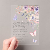 A Little Butterfly Wildflower Baby Shower アクリル招待状 (インサイチュ (ポータブル))