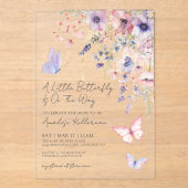 A Little Butterfly Wildflower Baby Shower アクリル招待状 (正面)