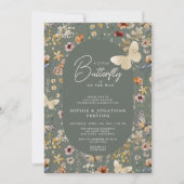 A Little Butterfly Wildflower Baby Shower 招待状 (正面)