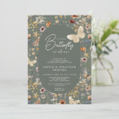 A Little Butterfly Wildflower Baby Shower 招待状 (スタンド正面)