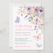 A Little Butterfly Wildflower Baby Shower 招待状 (正面)