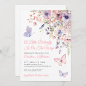 A Little Butterfly Wildflower Baby Shower 招待状 (正面/裏面)