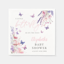 A Little Butterfly Wildflowers Floral Baby Shower スタンダードカクテルナプキン