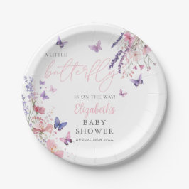 A Little Butterfly Wildflowers Floral Baby Shower ペーパープレート