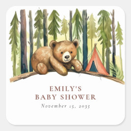 A Little Camper Forest Baby Shower スクエアシール