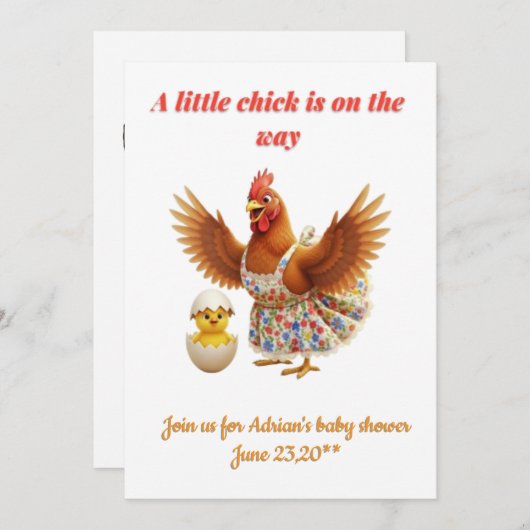 A little chick is on the way  招待状 (正面/裏面)