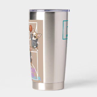 A little Chihuahua who loves basketball 保温保冷タンブラー