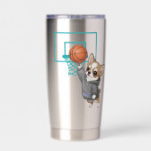 A little Chihuahua who loves basketball 保温保冷タンブラー (背面)