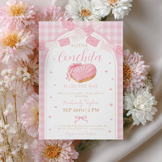 A Little Conchita Papel Picado Girl Baby Shower 招待状