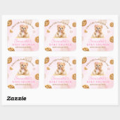 A little Cookie Girl Baby Shower - Teddy Bear Pink スクエアシール (シート)