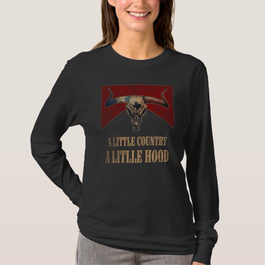 A Little Country A litlle Hood Bull Skull Western  Tシャツ (正面)
