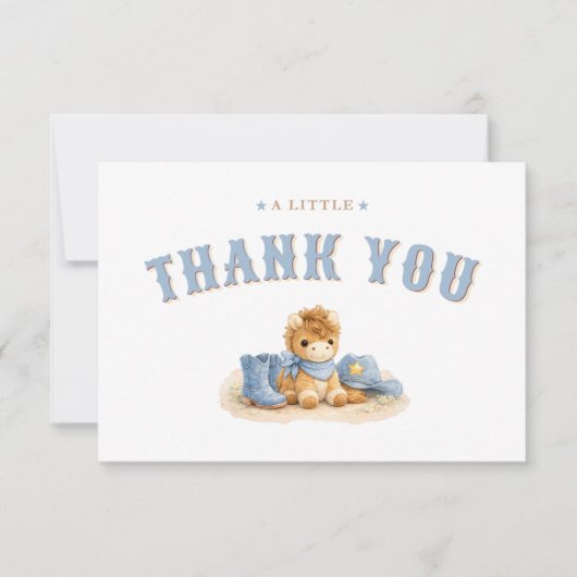 A Little Cowboy Baby Boy Shower Thank You サンキューカード (正面)