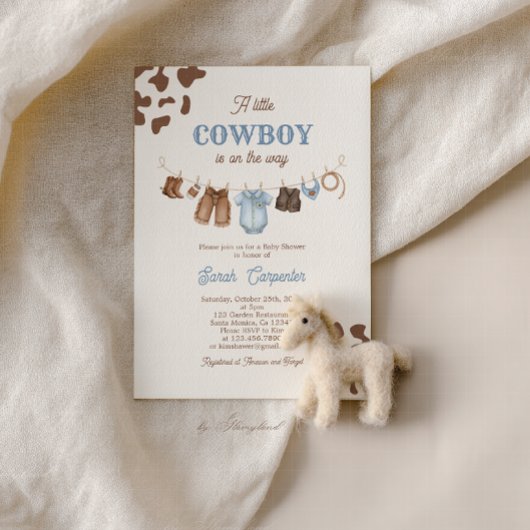 A Little Cowboy Baby Shower Boy Invitation 招待状