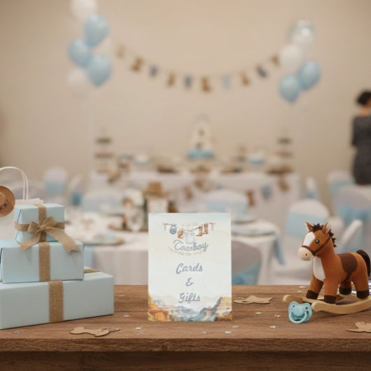 A Little Cowboy Baby Shower Cards and Gifts Sign 台座サイン