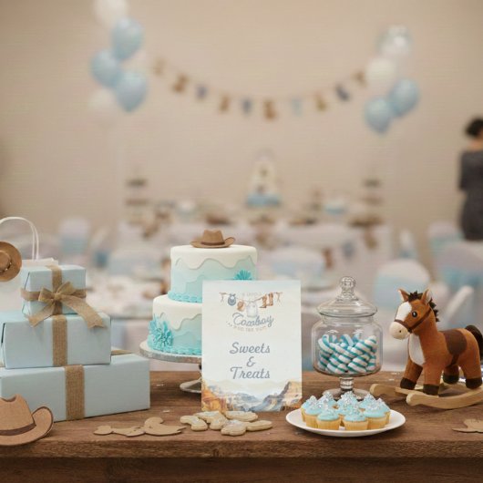 A Little Cowboy Baby Shower Sweets and Treats Sign 台座サイン