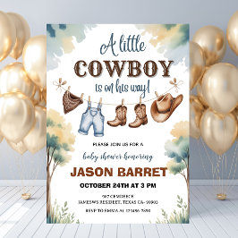 "A Little Cowboy is on His Way" Baby Shower 招待状