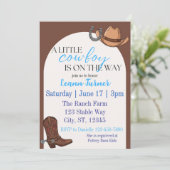 A little cowboy is on the way baby shower 招待状 (スタンド正面)
