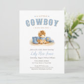 A Little Cowboy Is On The Way Baby Shower 招待状 (スタンド正面)