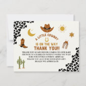 A Little Cowboy Is on The Way Cute Baby Shower サンキューカード (正面)