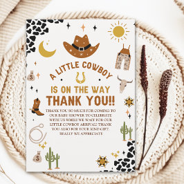 A Little Cowboy Is on The Way Cute Baby Shower サンキューカード