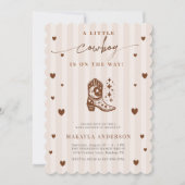 A Little Cowboy Is On The Way Western Baby Shower 招待状 (正面)