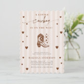 A Little Cowboy Is On The Way Western Baby Shower 招待状 (スタンド正面)