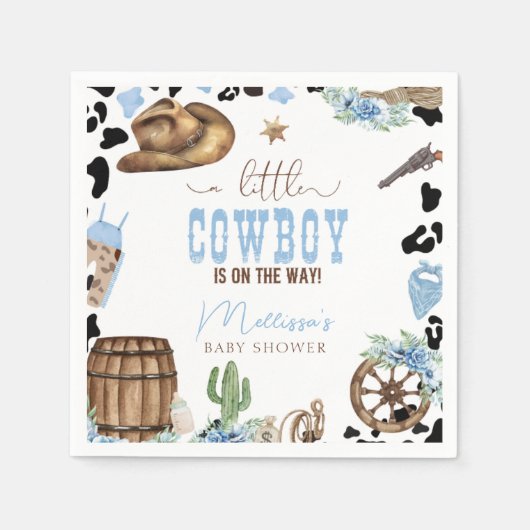 A Little Cowboy Is On The Way Wild Western スタンダードカクテルナプキン (正面)