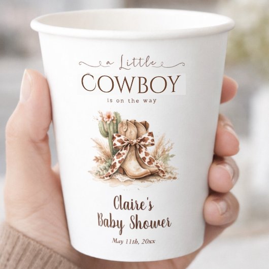 A little Cowboy On The Way Western Baby Shower 紙コップ
