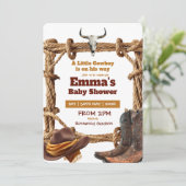 A Little Cowboy Rope and Boots Western Baby Shower 招待状 (スタンド正面)