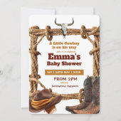 A Little Cowboy Rope and Boots Western Baby Shower 招待状 (正面)