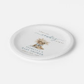 A little Cowboy Western Boots Blue Coquette Bow ペーパープレート (アングル)