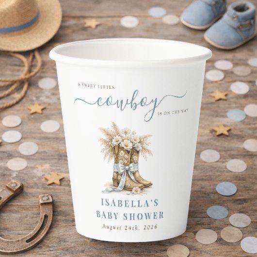 A little Cowboy Western Boots Blue Coquette Bow  紙コップ