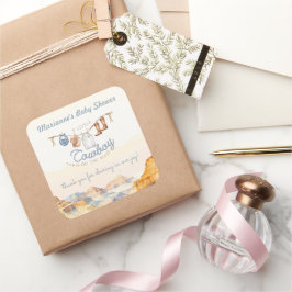 A Little Cowboy Western Canyon Baby Shower スクエアシール