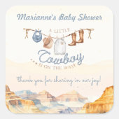 A Little Cowboy Western Canyon Baby Shower スクエアシール (正面)