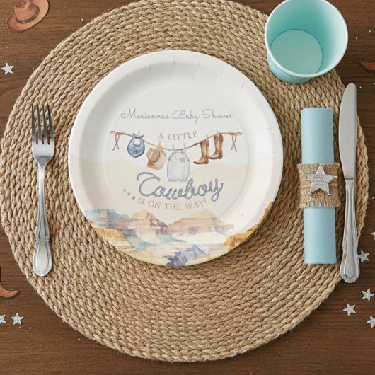 A Little Cowboy Western Canyon Baby Shower ペーパープレート