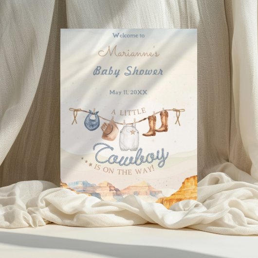 A Little Cowboy Western Canyon Baby Shower Weclome ポスター