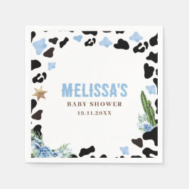 A Little Cowboy Wild Western Boy Blue Baby Shower スタンダードカクテルナプキン