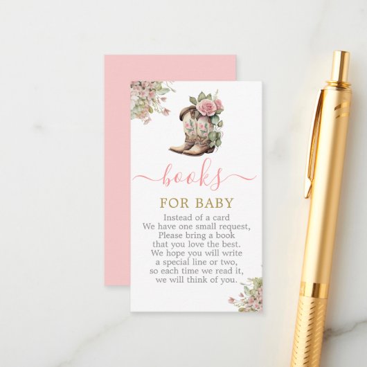 A Little Cowgirl Baby Shower Books for Baby エンクロージャーカード (正面/裏面インサイチュ)