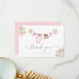 A little Cowgirl Baby Shower Pink Thank You Card サンキューカード