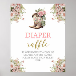 A Little Cowgirl Diaper Raffle sign ポスター