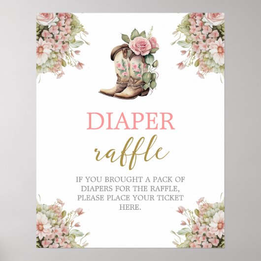 A Little Cowgirl Diaper Raffle sign ポスター (正面)