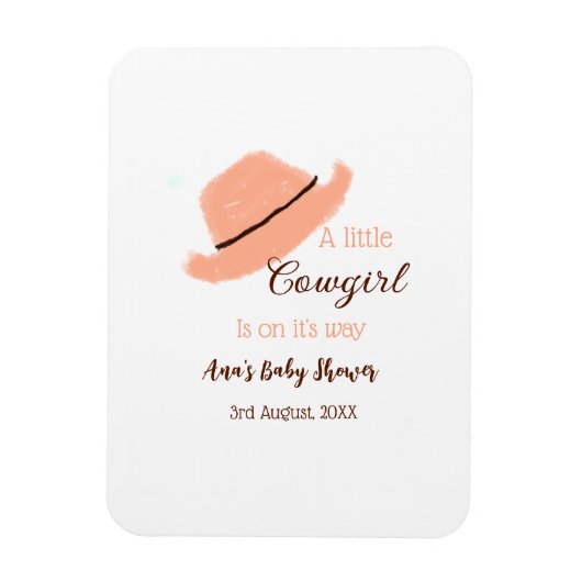 A little cowgirl is on it's way orange baby shower マグネット (縦)