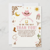 A Little Cowgirl Is on The Way Cute Baby Shower サンキューカード (正面)