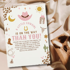 A Little Cowgirl Is on The Way Cute Baby Shower サンキューカード