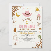 A Little Cowgirl Is on The Way Cute Baby Shower 招待状 (正面)