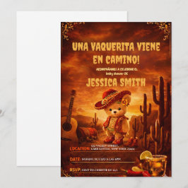 A Little Cowgirl mexican Spanish girl baby shower 招待状