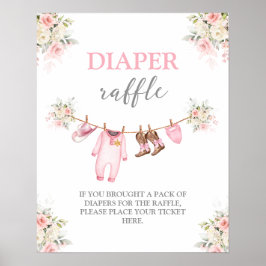 A little Cowgirl Pink Diaper Raffle sign ポスター