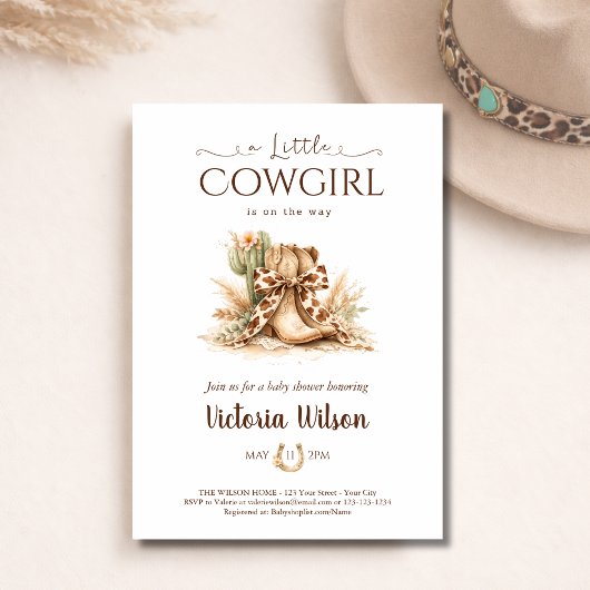 A Little Cowgirl Western Boho Girl Baby Shower  招待状