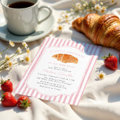 A Little Croissant Is on Her Way Pink Baby Shower 招待状