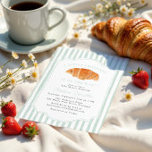A Little Croissant Is on the Way Mint Baby Shower 招待状